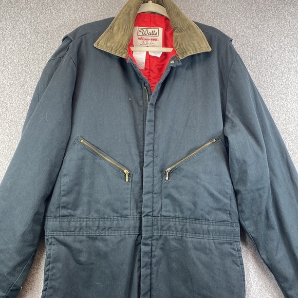Vintage Walls coveralls corduroy collar zip legs quilted lining semi thrashed XL - Picture 2 of 16